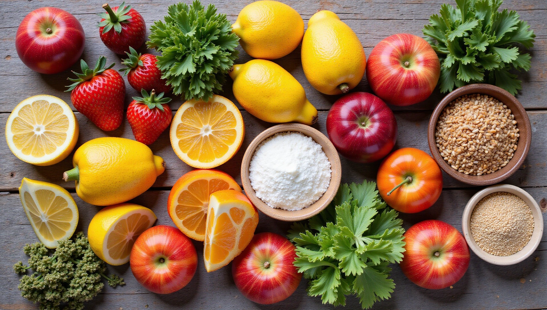 Assortiment d'aliments frais et sains