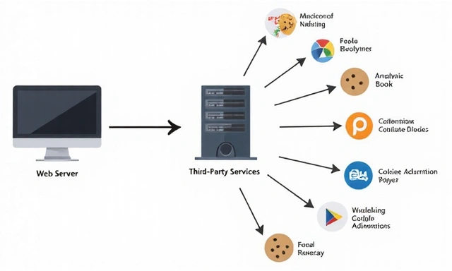 Diagram illustrating the interaction between a user's browser, a website, and third-party services via cookies.