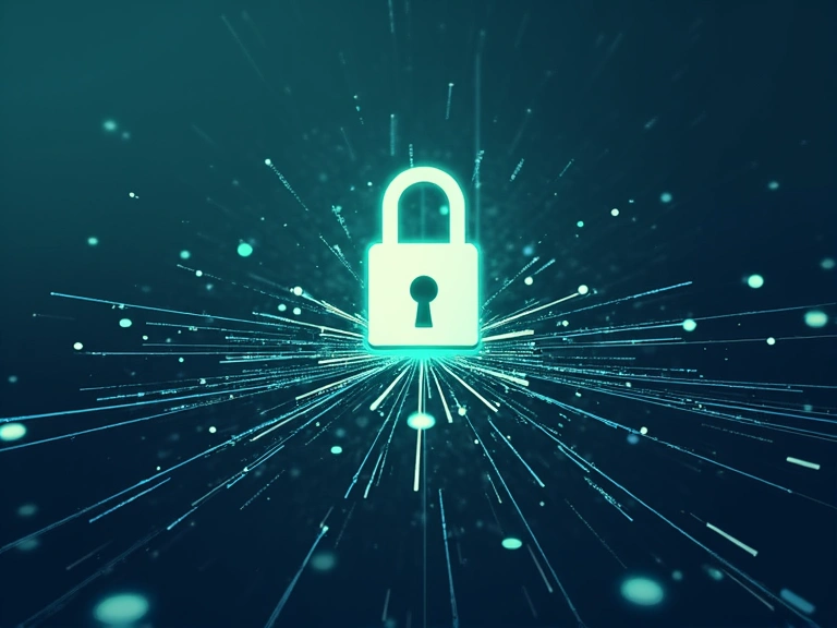 Illustration of data privacy and security with a lock icon and digital elements