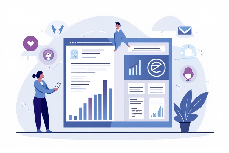 Illustration showing various types of data being collected, such as personal information on a form, web analytics charts, and communication icons.