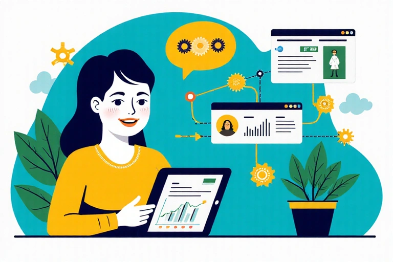 Illustration of a user interacting with a personalized online service, with data flowing to improve the service