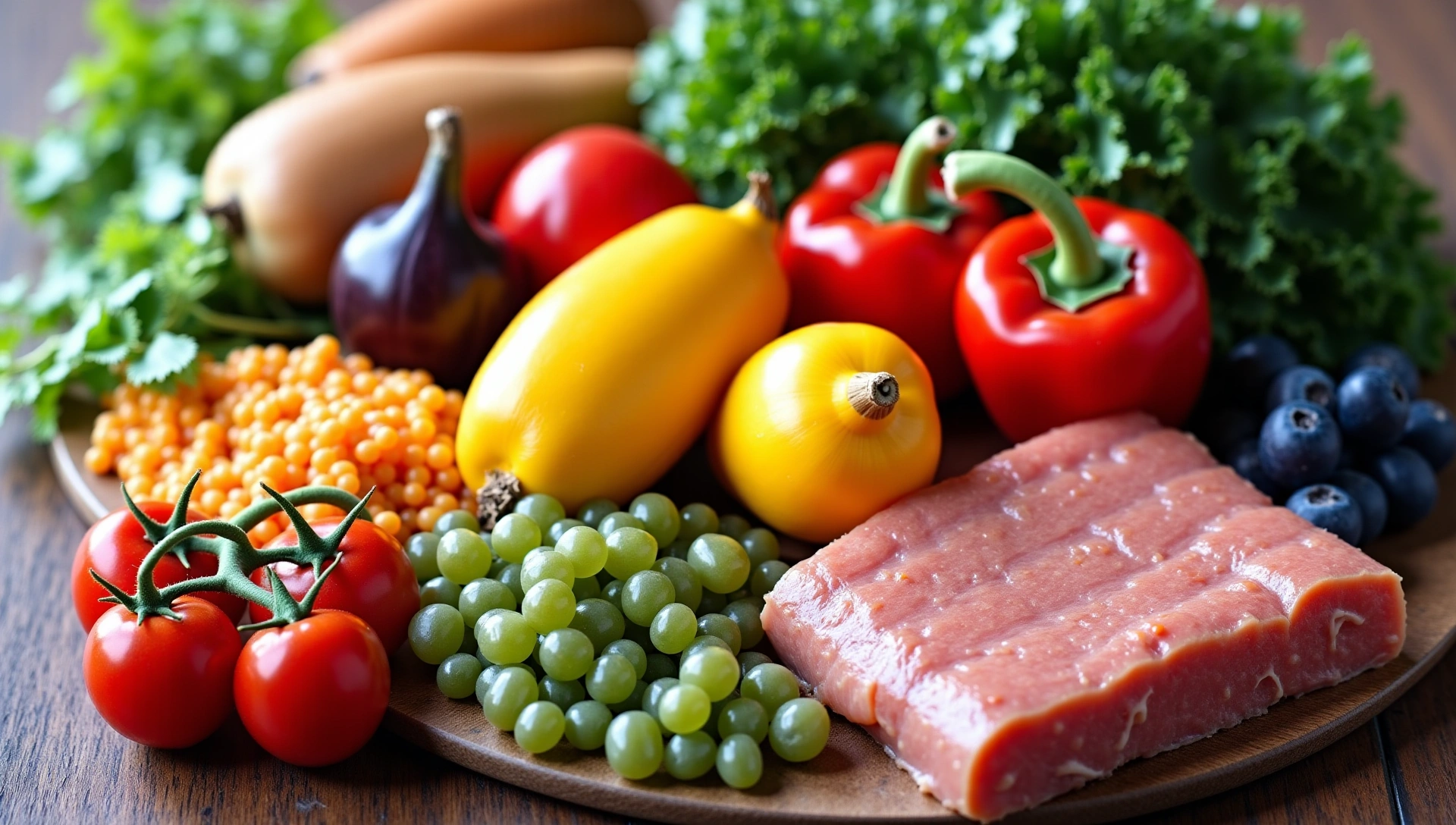 Image d'arrière-plan de divers aliments sains et colorés